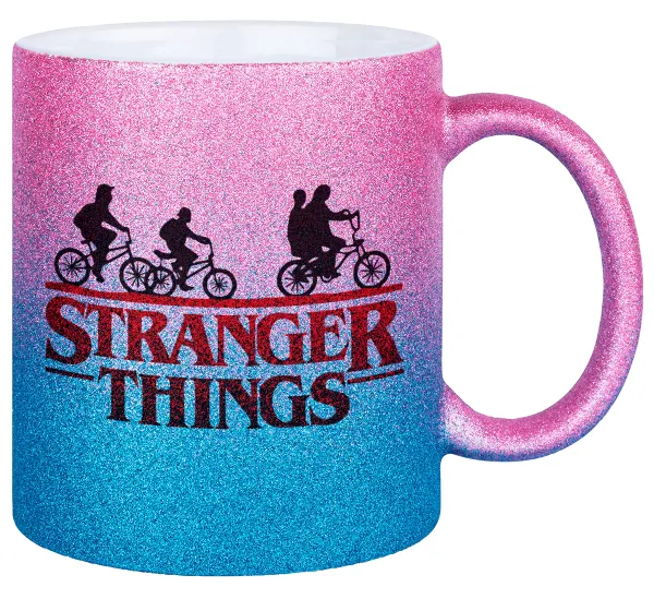 Stranger Things red — Κούπα Χρυσή/Μπλε Glitter, κεραμική, 330ml
