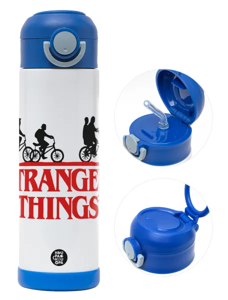 Stranger Things red — Παιδικό παγούρι θερμό, ανοξείδωτο, με καλαμάκι ασφαλείας, ΜΠΛΕ (500ml)