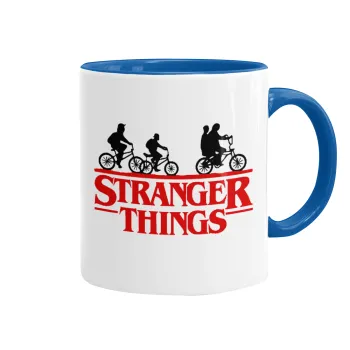 Stranger Things red, Κούπα χρωματιστή μπλε, κεραμική, 330ml