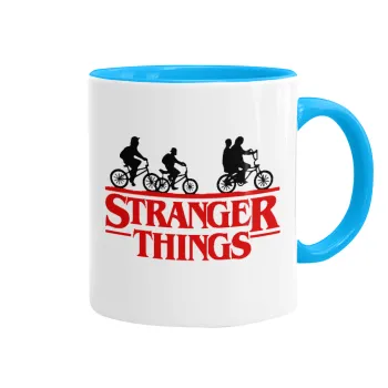 Stranger Things red, Κούπα χρωματιστή γαλάζια, κεραμική, 330ml
