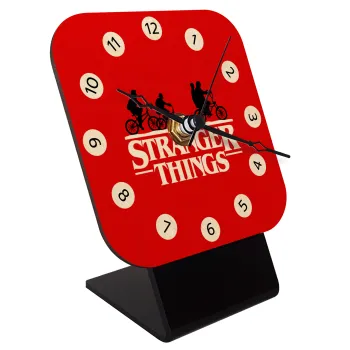 Stranger Things red, Επιτραπέζιο ρολόι σε φυσικό ξύλο (10cm)