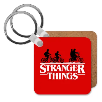 Stranger Things red, Μπρελόκ Ξύλινο τετράγωνο MDF