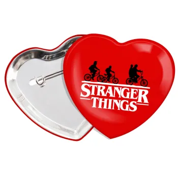 Stranger Things red, Κονκάρδα παραμάνα καρδιά (57x52mm)