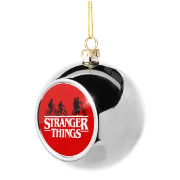 Stranger Things red, Στολίδι Χριστουγεννιάτικη μπάλα δένδρου Ασημένια 8cm