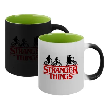 Stranger Things red, Κούπα Μαγική εσωτερικό πράσινο, κεραμική 330ml που αλλάζει χρώμα με το ζεστό ρόφημα