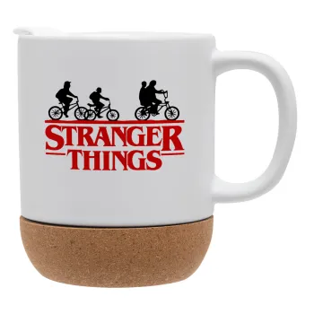Stranger Things red, Κούπα, κεραμική με βάση φελού και καπάκι (ΜΑΤ), 330ml