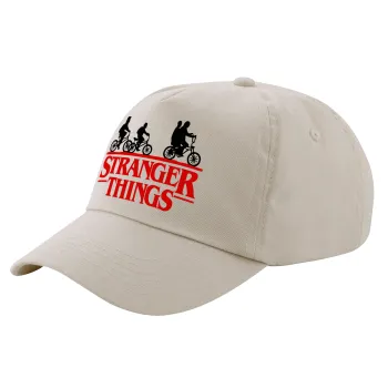 Stranger Things red, Μπεζ (SAND) Πεντάφυλλο Καπέλο Ενηλίκων Βαμβακερό (UNISEX, ONE SIZE)