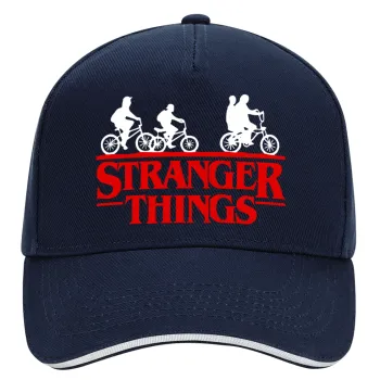 Stranger Things red, DRILL Adult Ultimate Hat BLUE/WHITE, (100% COTTON, ADULT, UNISEX, ONE SIZE)
