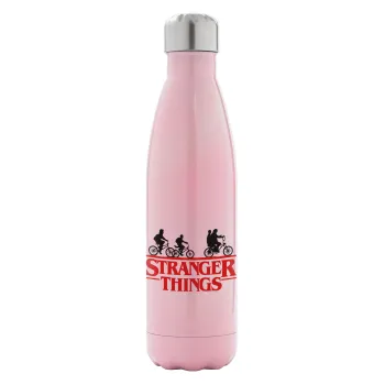 Stranger Things red, Metal mug thermos Pink Iridiscent (Stainless steel), double wall, 500ml
