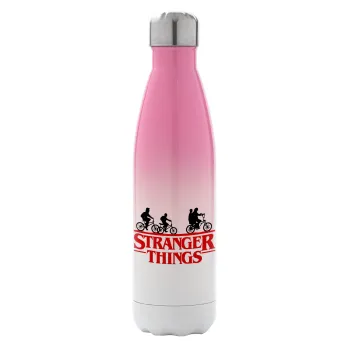 Stranger Things red, Metal mug thermos Pink/White (Stainless steel), double wall, 500ml