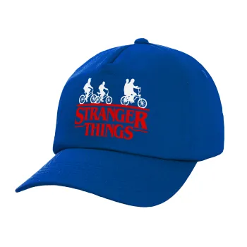 Stranger Things red, Twill Καπέλο παιδικό ΜΠΛΕ (100% ΒΑΜΒΑΚΕΡΟ, ΠΑΙΔΙΚΟ, UNISEX)