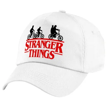 Stranger Things red, Πεντάφυλλο καπέλο Λευκό, 100% Βαμβακερό (Twill), με ρύθμιση, unisex