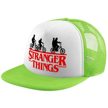 Stranger Things red, Child's Soft Trucker Hat with Green/White Mesh (POLYESTER, CHILDREN'S, ONE SIZE)