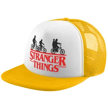 Stranger Things red, Καπέλο Ενηλίκων Soft Trucker με Δίχτυ Κίτρινο/White (POLYESTER, ΕΝΗΛΙΚΩΝ, UNISEX, ONE SIZE)