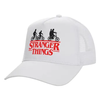 Stranger Things red, Καπέλο Ενηλίκων Structured Trucker, με Δίχτυ, ΛΕΥΚΟ (100% ΒΑΜΒΑΚΕΡΟ, ΕΝΗΛΙΚΩΝ, UNISEX, ONE SIZE)