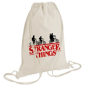 Stranger Things red, Backpack bag GYMBAG natural (28x40cm)