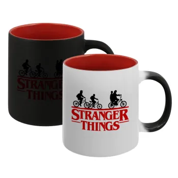Stranger Things red, Κούπα Μαγική εσωτερικό κόκκινο, κεραμική, 330ml που αλλάζει χρώμα με το ζεστό ρόφημα