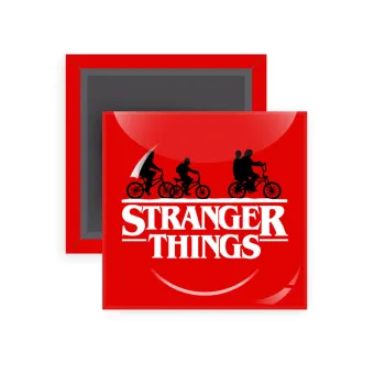 Stranger Things red, Μαγνητάκι ψυγείου τετράγωνο διάστασης 5x5cm