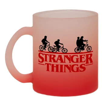 Stranger Things red, Κούπα γυάλινη δίχρωμη με βάση το κόκκινο ματ, 330ml