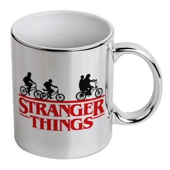 Stranger Things red, Mug ceramic, silver mirror, 330ml