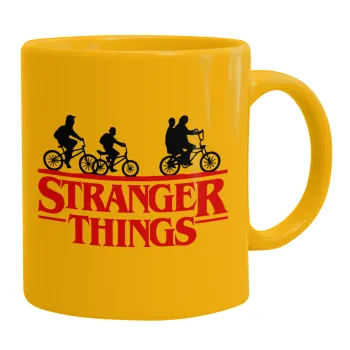 Stranger Things red, Ceramic coffee mug yellow, 330ml