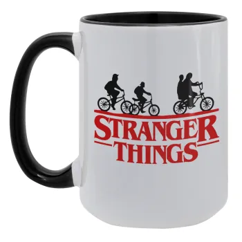 Stranger Things red, Κούπα Mega 15oz, κεραμική Μαύρη, 450ml