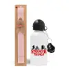 Easter Set, metallic aluminum bottle (500ml) & aromatic flat Easter candle (30cm) (PINK)