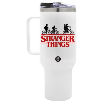 Stranger Things red, Mega Tumbler με καπάκι, διπλού τοιχώματος (θερμό) 1,2L