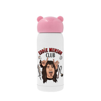 Eddie Munson, Hellfire CLub, Stranger Things, Pink stainless steel thermal flask, 320ml