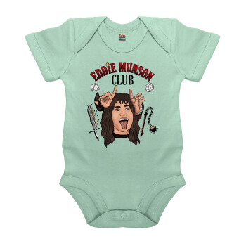 Eddie Munson, Hellfire CLub, Stranger Things, Βρεφικό φορμάκι μωρού, 0-18 μηνών, mint (Μέντα), 100% Organic Cotton, κοντομάνικο