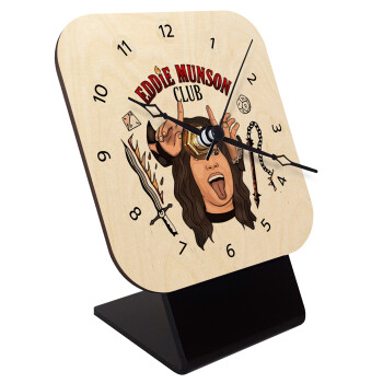 Eddie Munson, Hellfire CLub, Stranger Things, Επιτραπέζιο ρολόι σε φυσικό ξύλο (10cm)