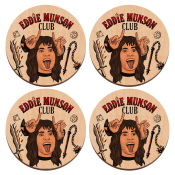 Eddie Munson, Hellfire CLub, Stranger Things, ΣΕΤ x4 Σουβέρ ξύλινα στρογγυλά plywood (9cm)