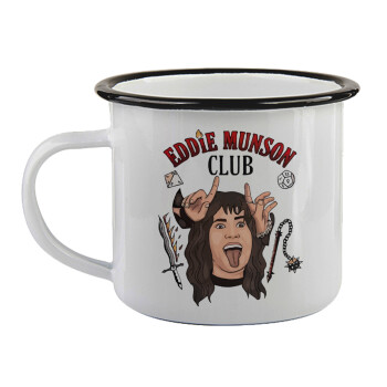Eddie Munson, Hellfire CLub, Stranger Things, Κούπα εμαγιέ με μαύρο χείλος 360ml