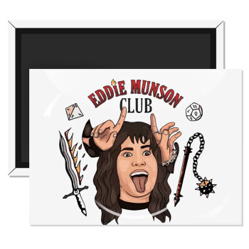 Eddie Munson, Hellfire CLub, Stranger Things, Ορθογώνιο μαγνητάκι ψυγείου διάστασης 9x6cm