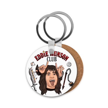 Eddie Munson, Hellfire CLub, Stranger Things, Μπρελόκ Ξύλινο στρογγυλό MDF Φ5cm
