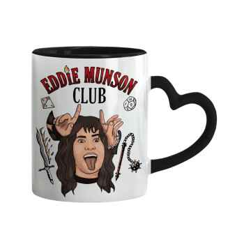 Eddie Munson, Hellfire CLub, Stranger Things, Mug heart black handle, ceramic, 330ml