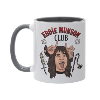 Eddie Munson, Hellfire CLub, Stranger Things, Κούπα χρωματιστή γκρι, κεραμική, 330ml