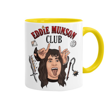 Eddie Munson, Hellfire CLub, Stranger Things, Mug colored yellow, ceramic, 330ml