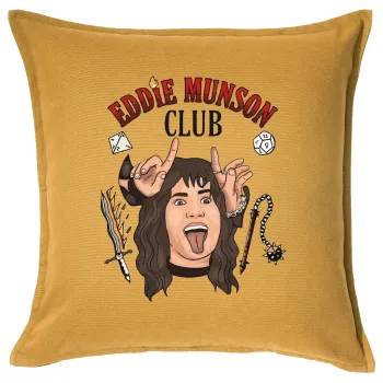 Eddie Munson, Hellfire CLub, Stranger Things, Sofa cushion YELLOW 50x50cm includes filling