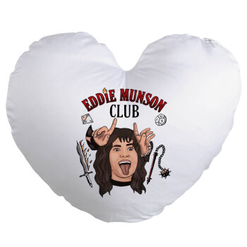 Eddie Munson, Hellfire CLub, Stranger Things, Μαξιλάρι καναπέ καρδιά 40x40cm περιέχεται το  γέμισμα
