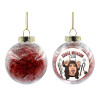 Transparent Christmas tree ball ornament with red filling 8cm