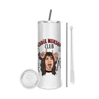 Eddie Munson, Hellfire CLub, Stranger Things, Tumbler stainless steel 600ml, with metal straw & cleaning brush