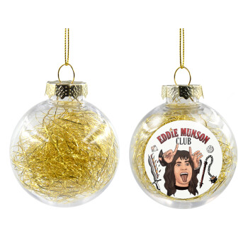 Eddie Munson, Hellfire CLub, Stranger Things, Χριστουγεννιάτικη μπάλα δένδρου διάφανη με χρυσό γέμισμα 8cm