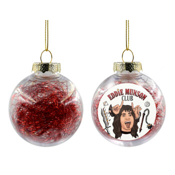 Eddie Munson, Hellfire CLub, Stranger Things, Χριστουγεννιάτικη μπάλα δένδρου διάφανη με κόκκινο γέμισμα 8cm