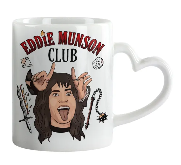 Eddie Munson — Κούπα καρδιά χερούλι λευκή, κεραμική, 330ml
