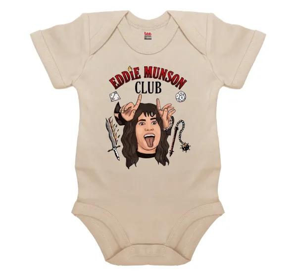 Eddie Munson — Βρεφικό φορμάκι μωρού, 0-18 μηνών, Natural, 100% Organic Cotton, κοντομάνικο