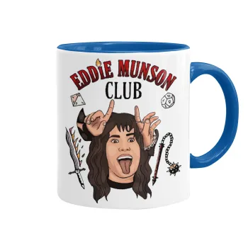 Eddie Munson, Hellfire CLub, Stranger Things, Κούπα χρωματιστή μπλε, κεραμική, 330ml