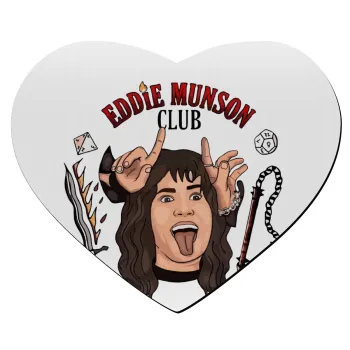 Eddie Munson, Hellfire CLub, Stranger Things, Mousepad heart 23x20cm