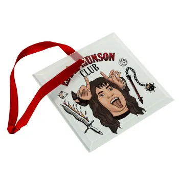 Eddie Munson, Hellfire CLub, Stranger Things, Christmas ornament, glass square ornament 9x9cm