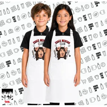 Eddie Munson, Hellfire CLub, Stranger Things, Λευκή ΠΑΙΔΙΚΗ Ποδιά μακριά Σεφ ολόσωμη με τσέπες